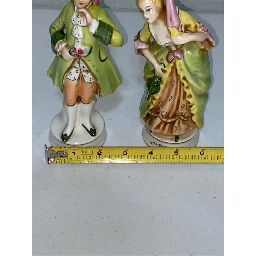 Moriyama Victorian Courting Couple 7.5” Figurines Vintage Made in Occupied Japan